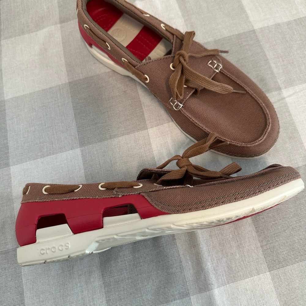 CROCS Brown and Red Casual Loafers